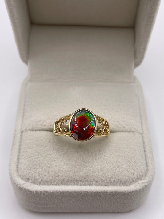 9ct gold Ammolite ring