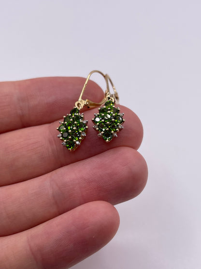 9ct gold diopside and diamond earrings
