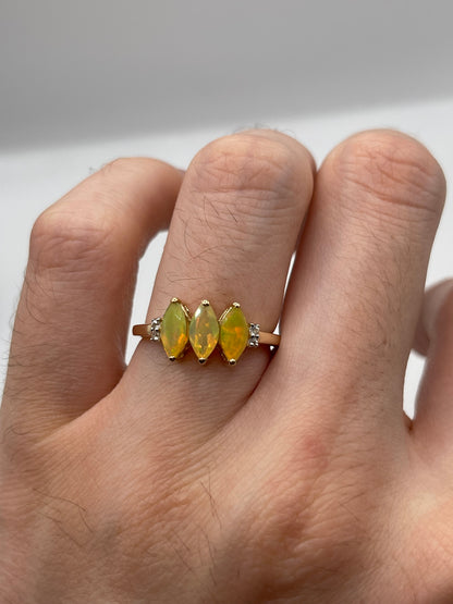 9ct gold opal and zircon ring