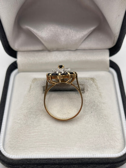9ct gold sapphire and diamond ring