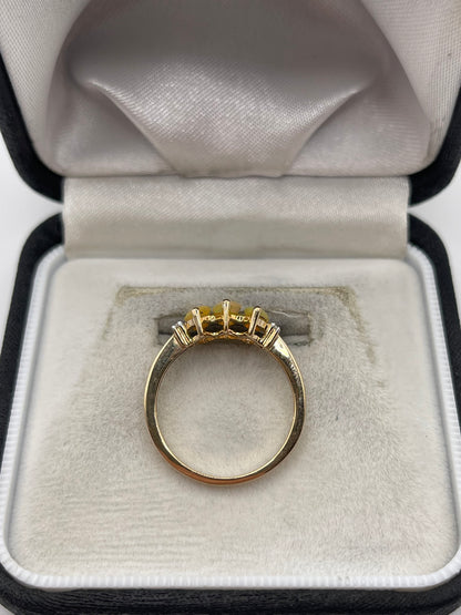9ct gold opal and zircon ring
