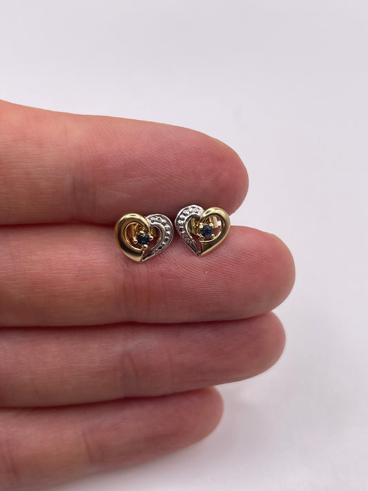 9ct gold sapphire and diamond earrings