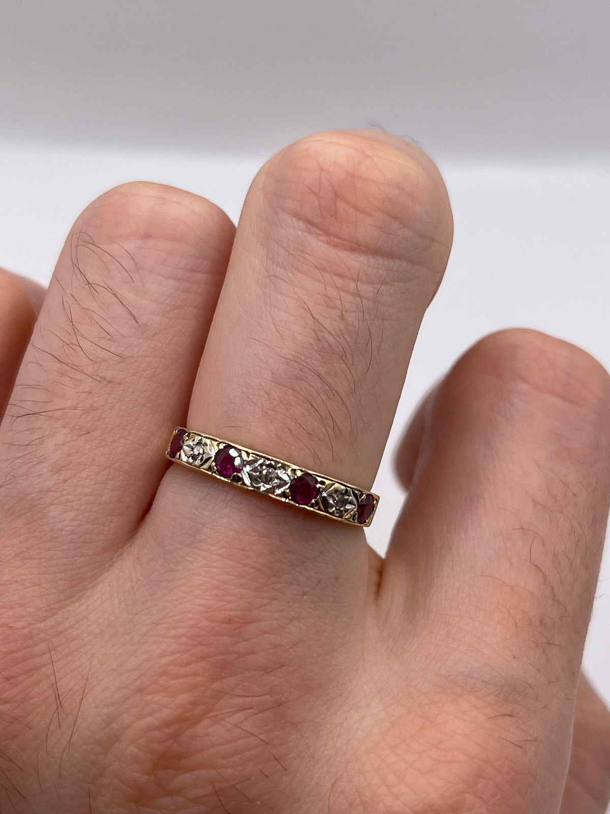 9ct gold ruby and diamond ring