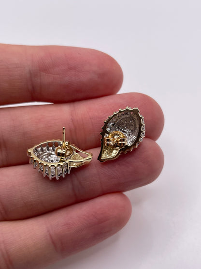 9ct gold diamond cluster earrings