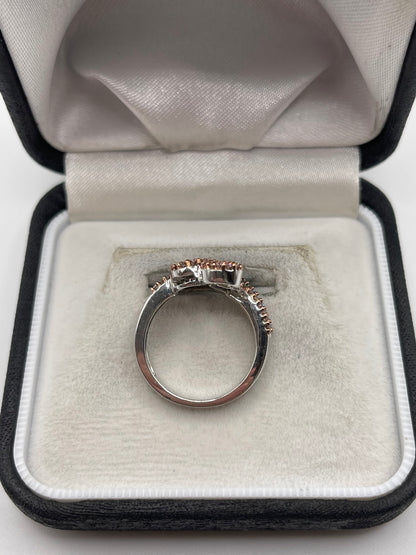 9ct white gold pink diamond cluster ring