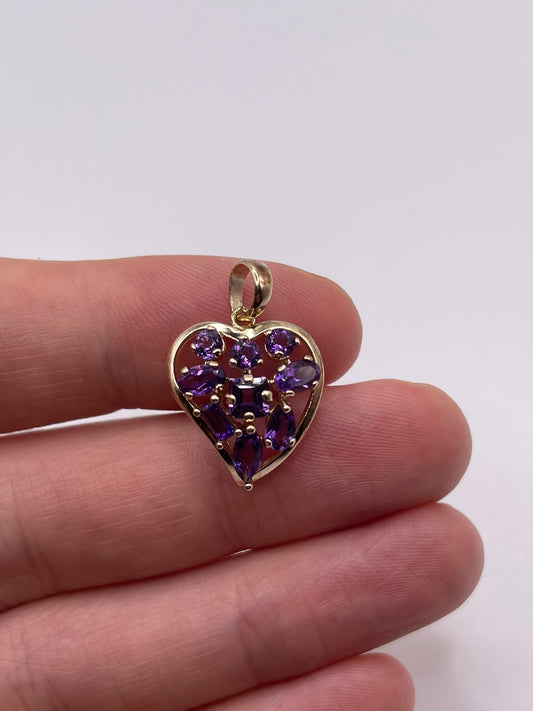 9ct gold amethyst heart pendant