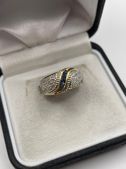 9ct gold sapphire and diamond ring