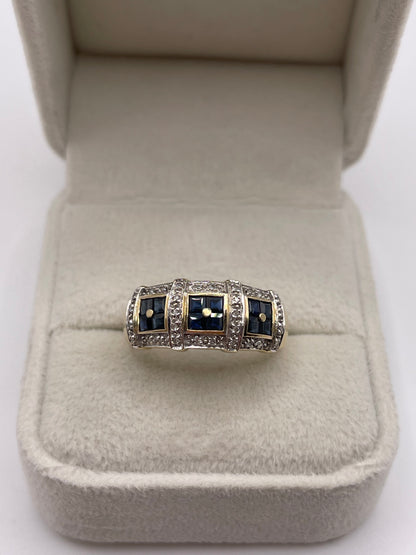 9ct gold sapphire and diamond ring