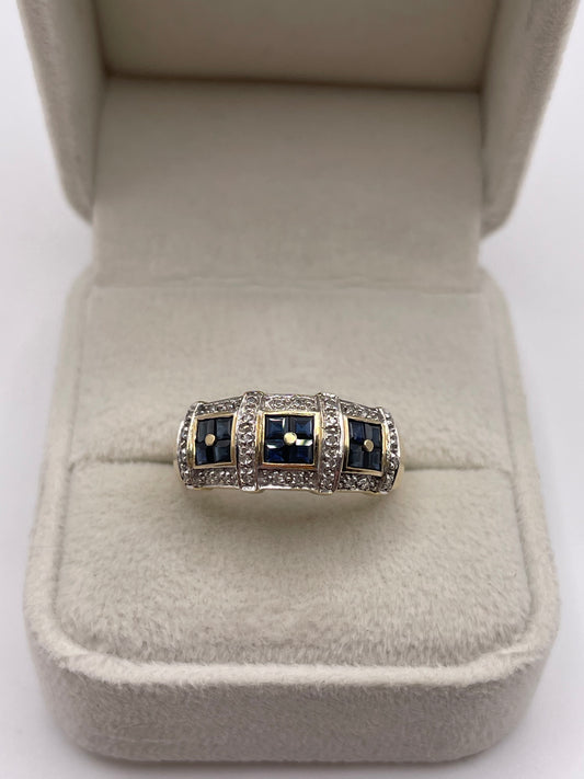 9ct gold sapphire and diamond ring