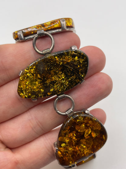 Silver amber bracelet
