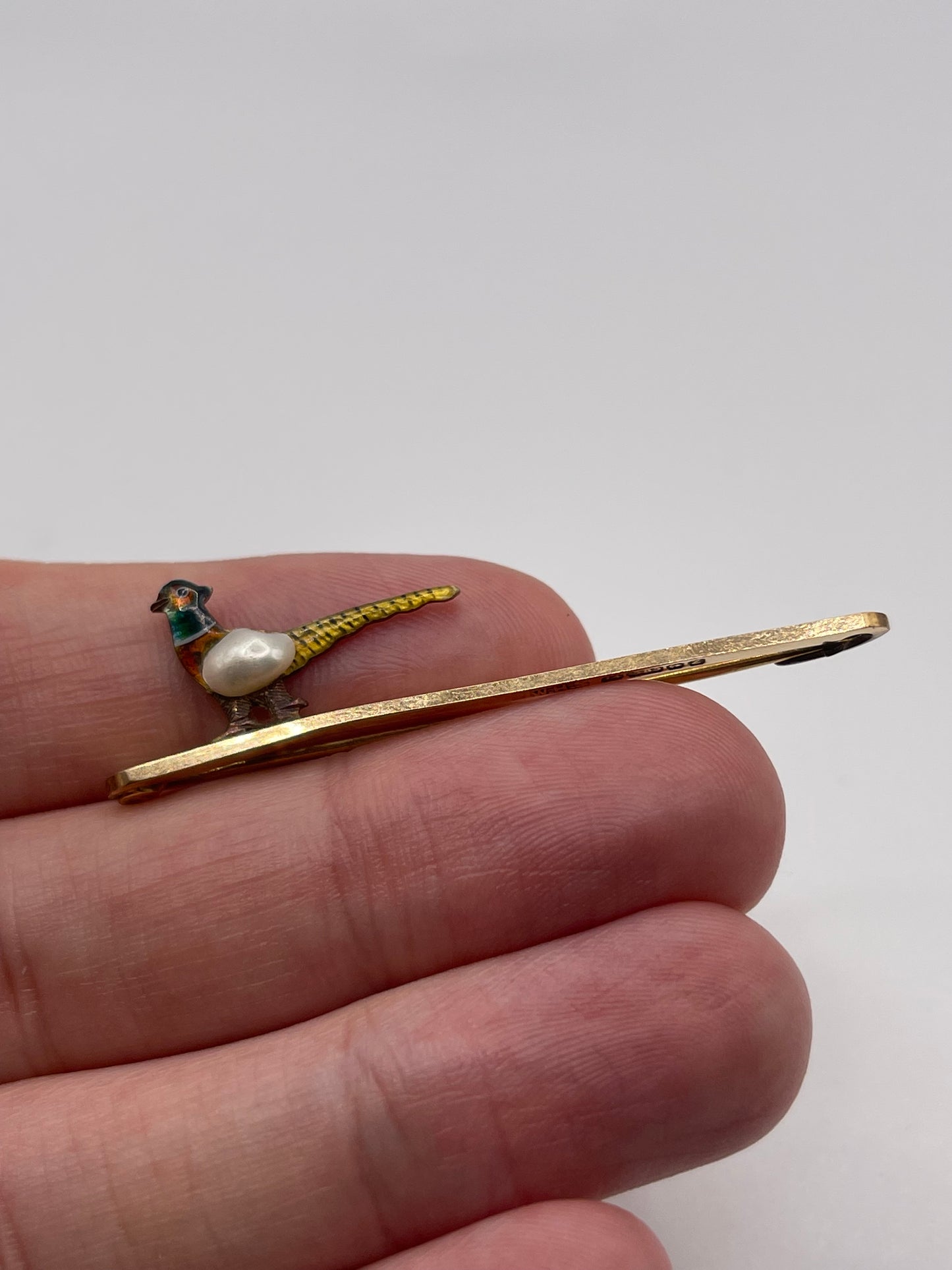 Antique 14ct gold pearl and enamel brooch
