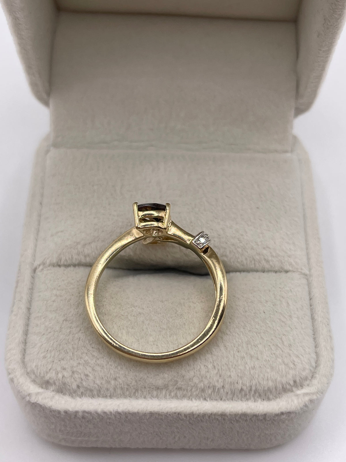 9ct gold Smokey quartz, citrine and diamond ring
