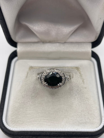 14ct white gold sapphire and diamond ring