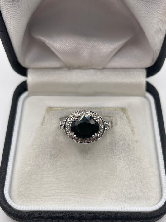 14ct white gold sapphire and diamond ring