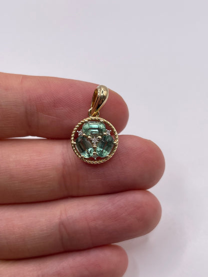 9ct gold green kyanite and diamond pendant
