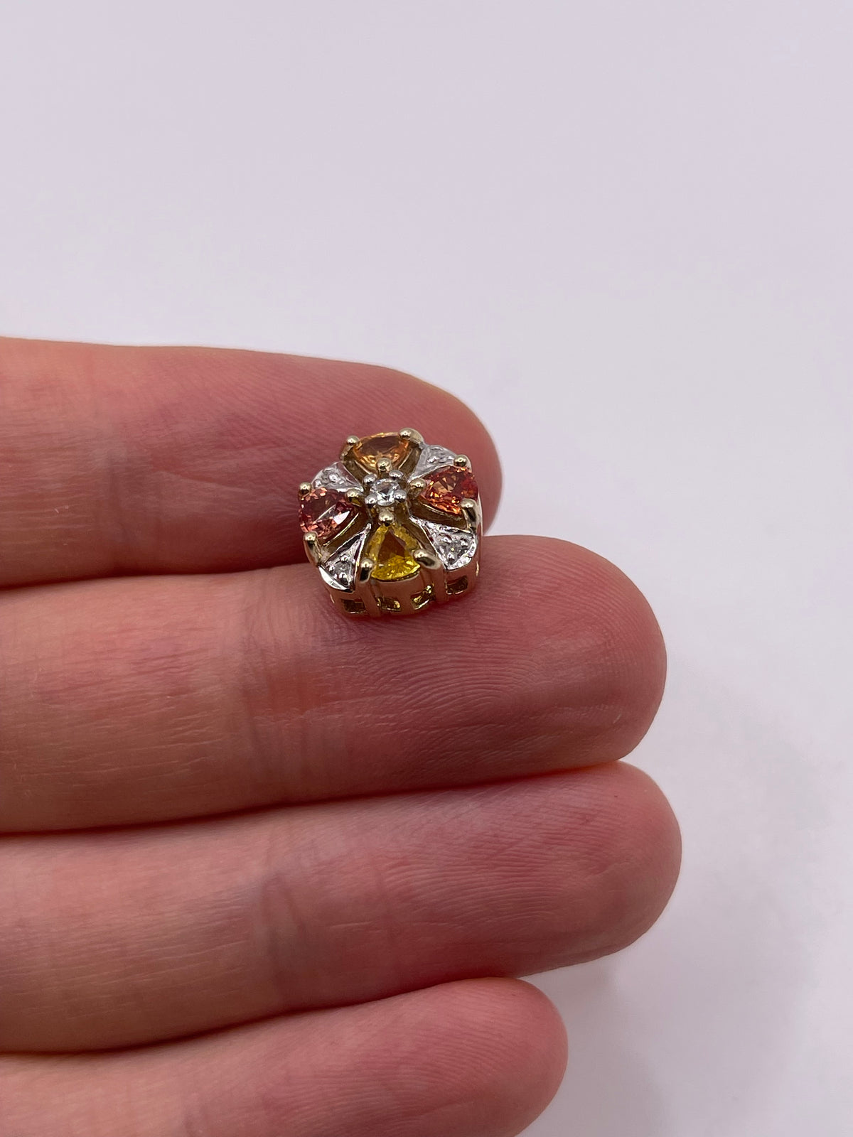 9ct gold sapphire and zircon pendant