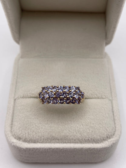 9ct gold tanzanite cluster ring