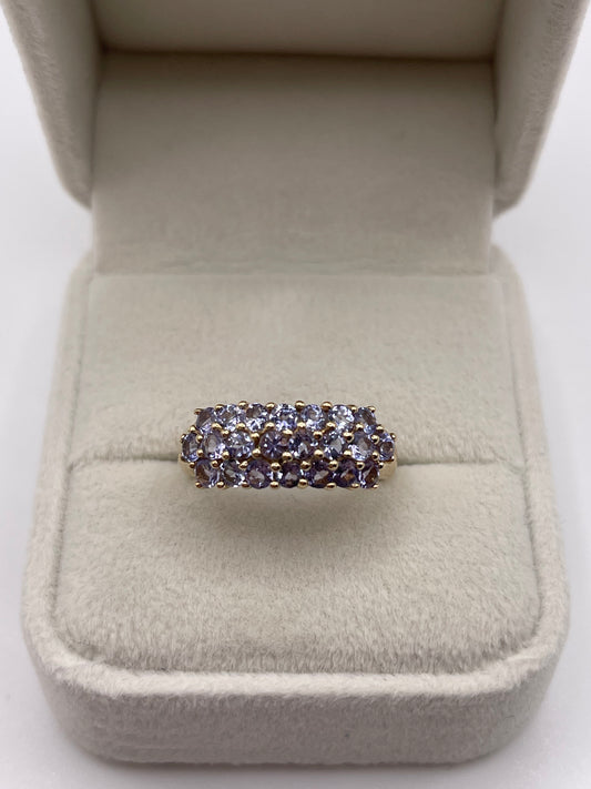 9ct gold tanzanite cluster ring