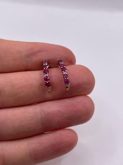 9ct gold ruby and diamond earrings