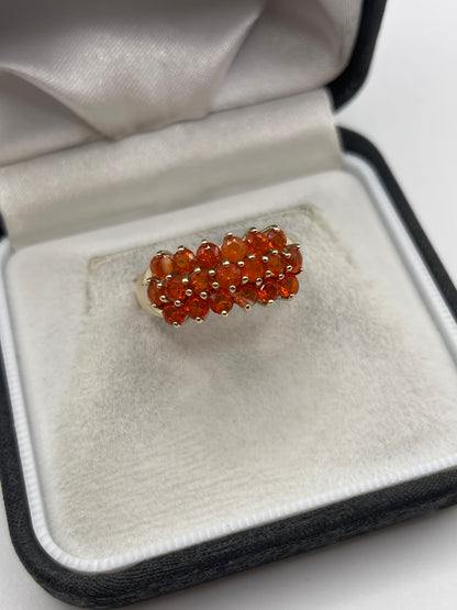 9ct gold fire opal cluster ring