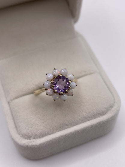 9ct gold amethyst and opal ring
