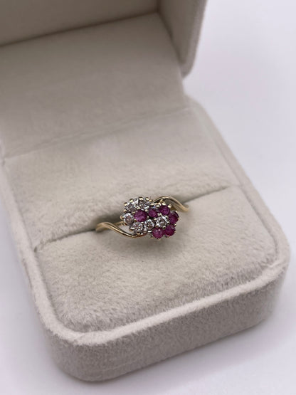 9ct gold ruby and cz ring