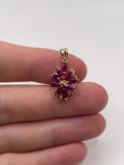 9ct gold ruby and diamond pendant