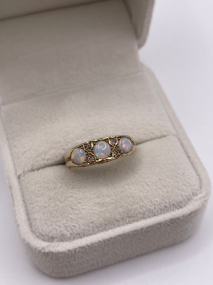 9ct gold opal and diamond ring