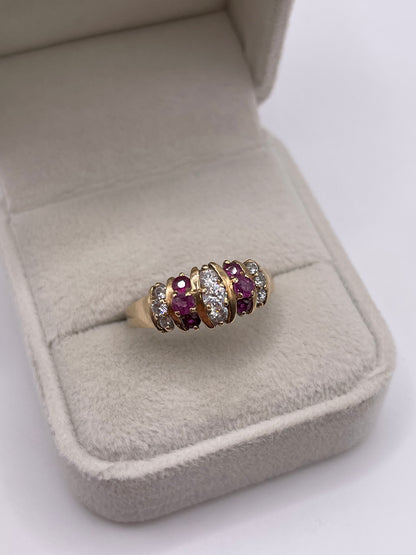 9ct gold ruby and cz ring