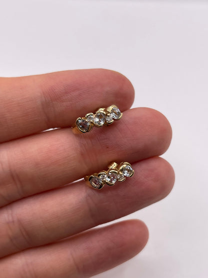 9ct gold aquamarine and diamond earrings
