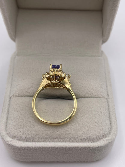 14ct gold tanzanite and diamond ring