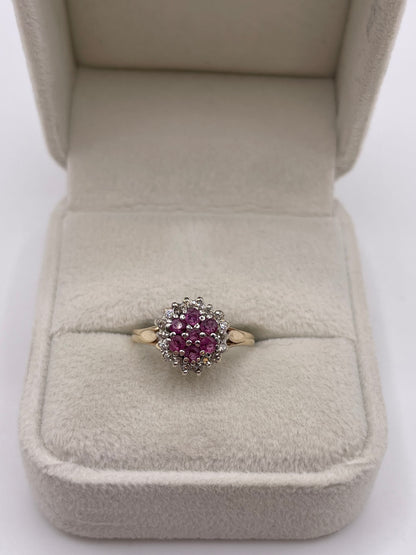 9ct gold ruby and diamond ring