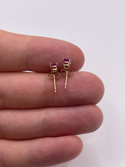 9ct gold ruby and diamond earrings