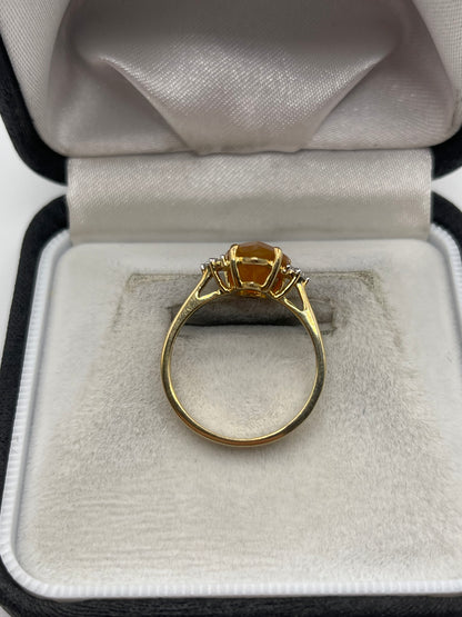 9ct gold opal and zircon ring