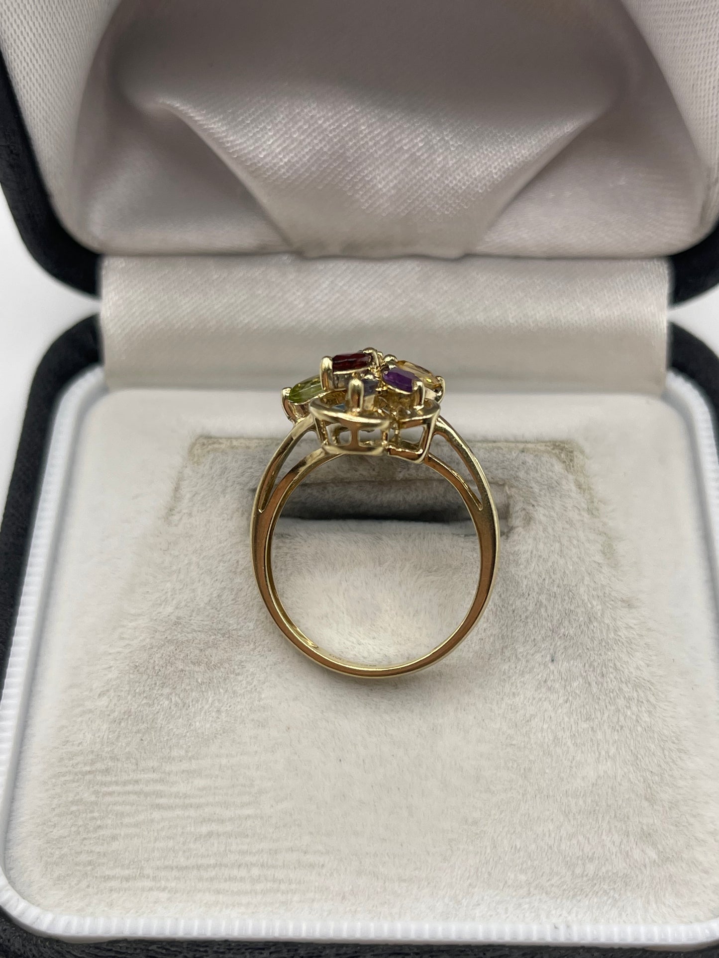 9ct gold multi gemstone and diamond ring