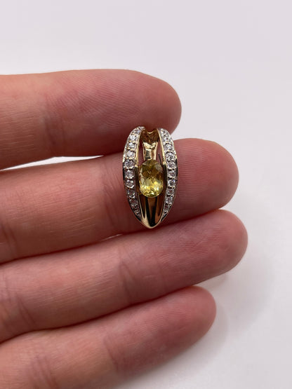 9ct gold quartz and zircon pendant