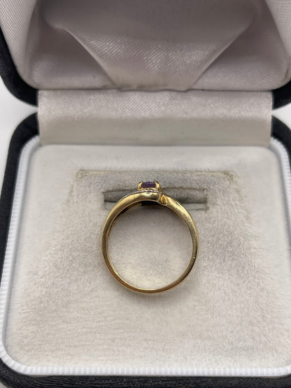 9ct gold amethyst and diamond ring