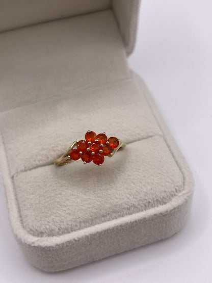 9ct gold fire opal cluster ring