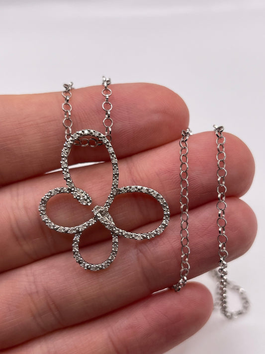 9ct white gold diamond necklace