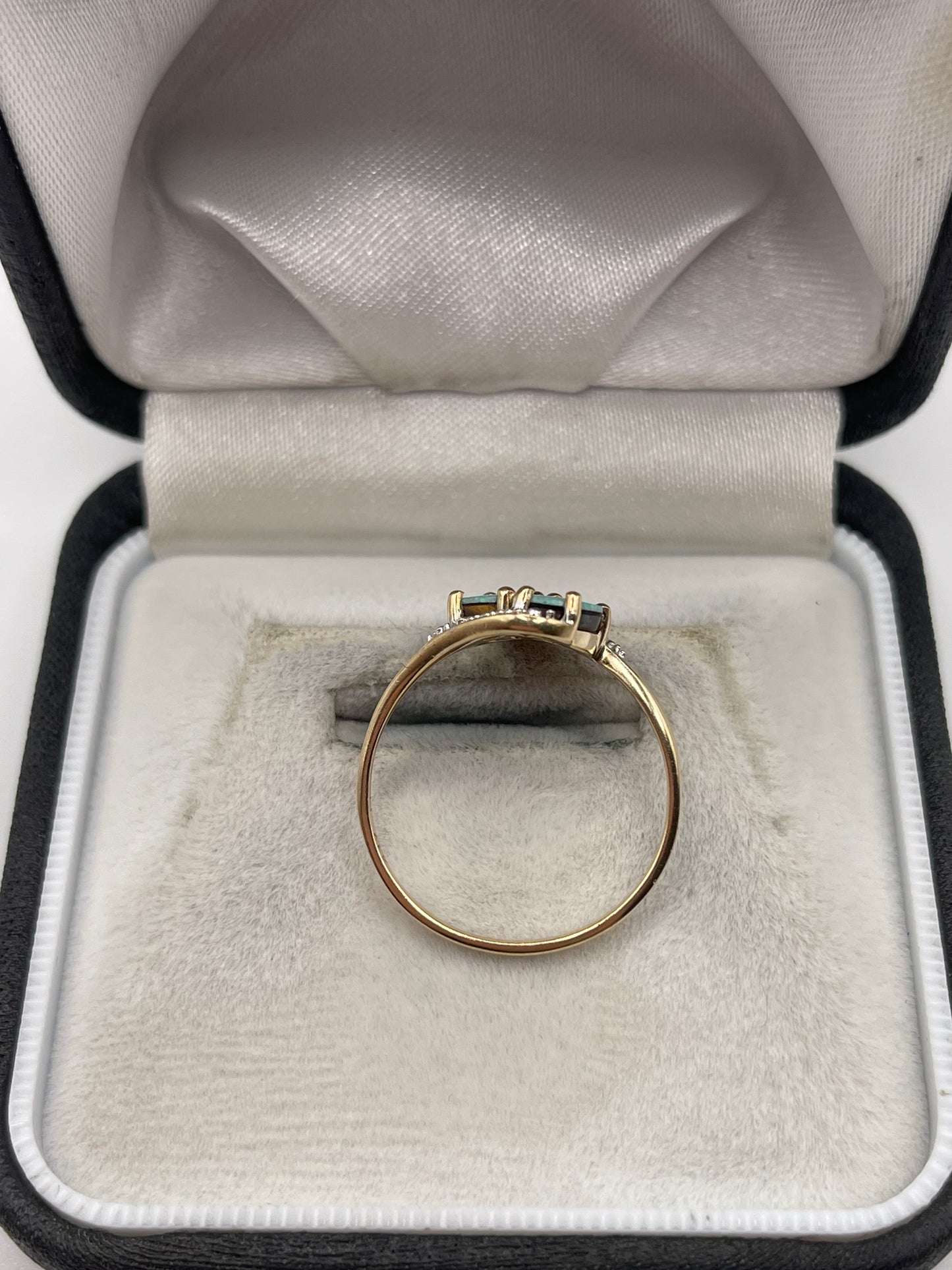 9ct gold opal doublet and diamond ring