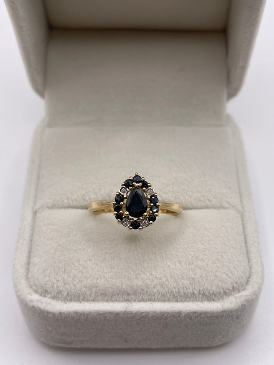 9ct gold sapphire and diamond ring