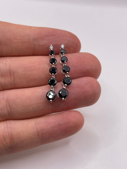 9ct white gold black diamond earrings