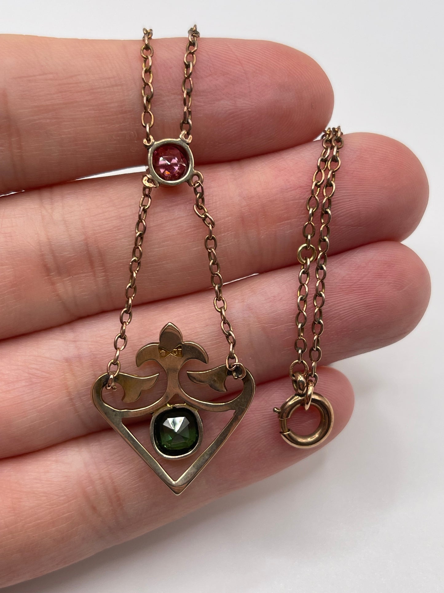 Antique rose 9ct gold paste and pearl necklace
