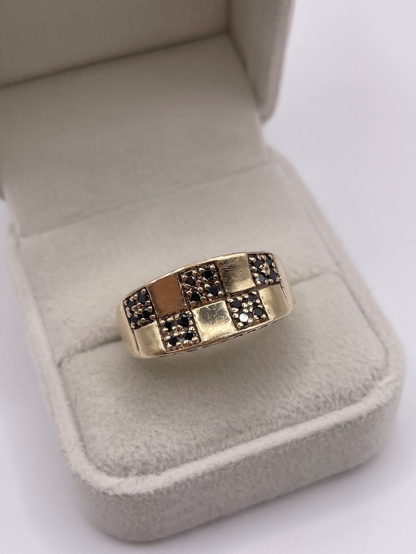 9ct gold black diamond cluster ring