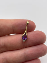 Load image into Gallery viewer, 9ct gold amethyst and diamond pendant
