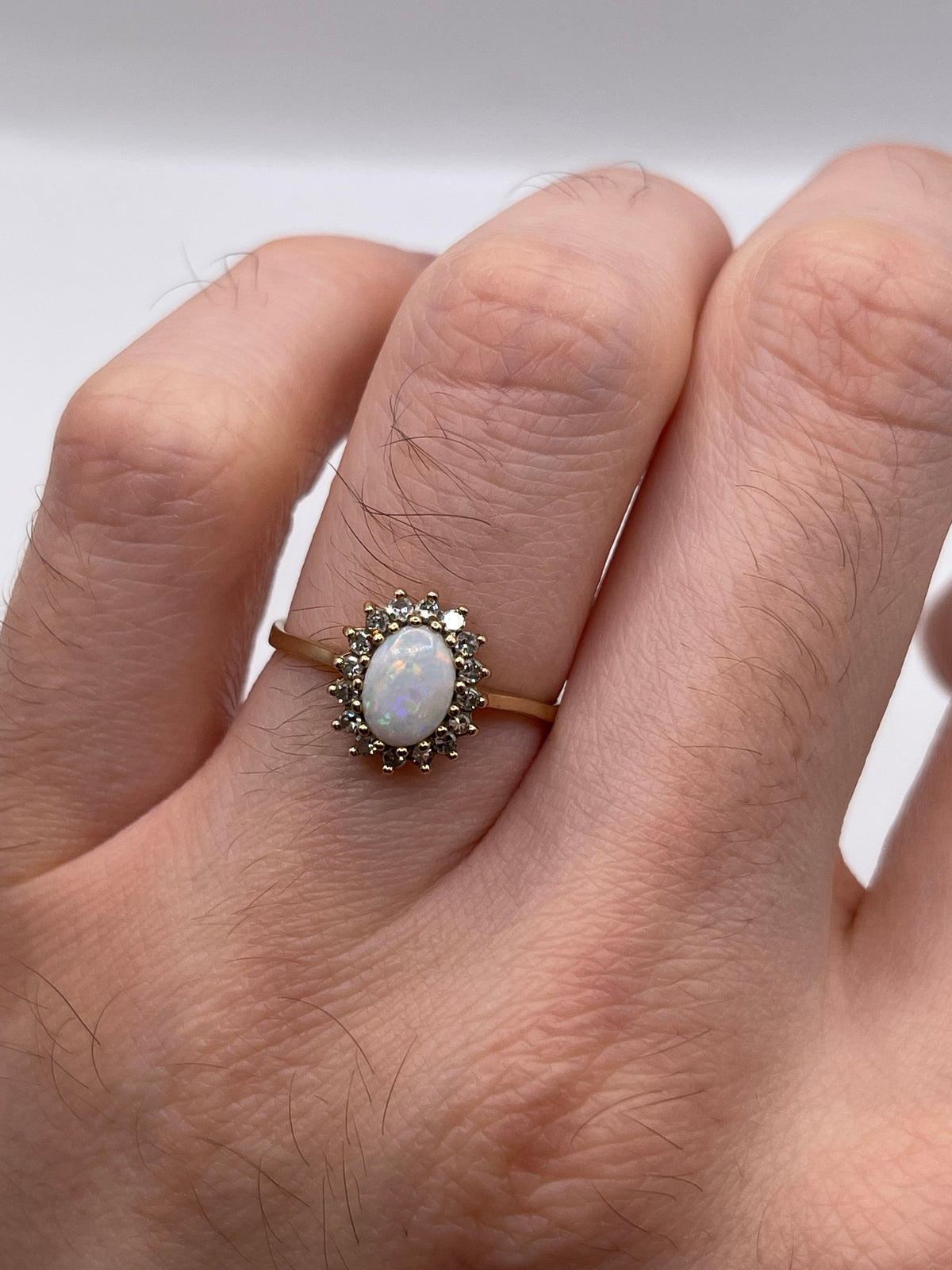 9ct gold opal and diamond ring