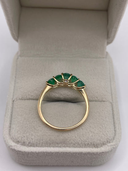 9ct gold emerald and diamond ring