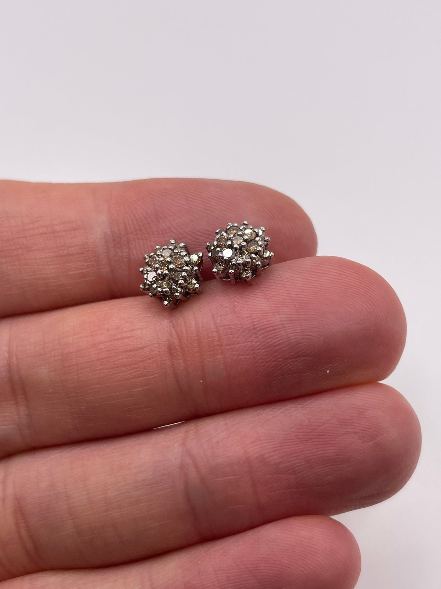 9ct gold diamond cluster earrings