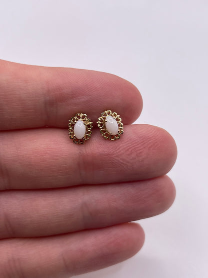 9ct gold opal earrings