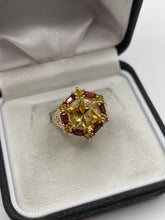 Load image into Gallery viewer, 9ct gold citrine and garnet ring
